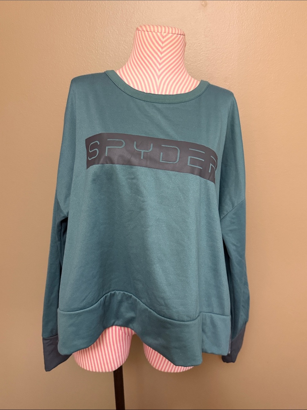 Spyder Teal Pullover Sweater with Logo Panel - L